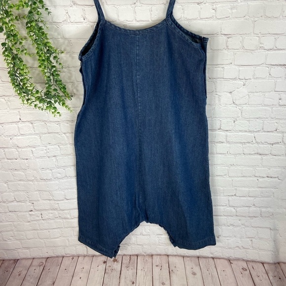 𝅺BOHO New Girl Stylish Oversized Denim Overall Shorts New - Picture 1 of 2